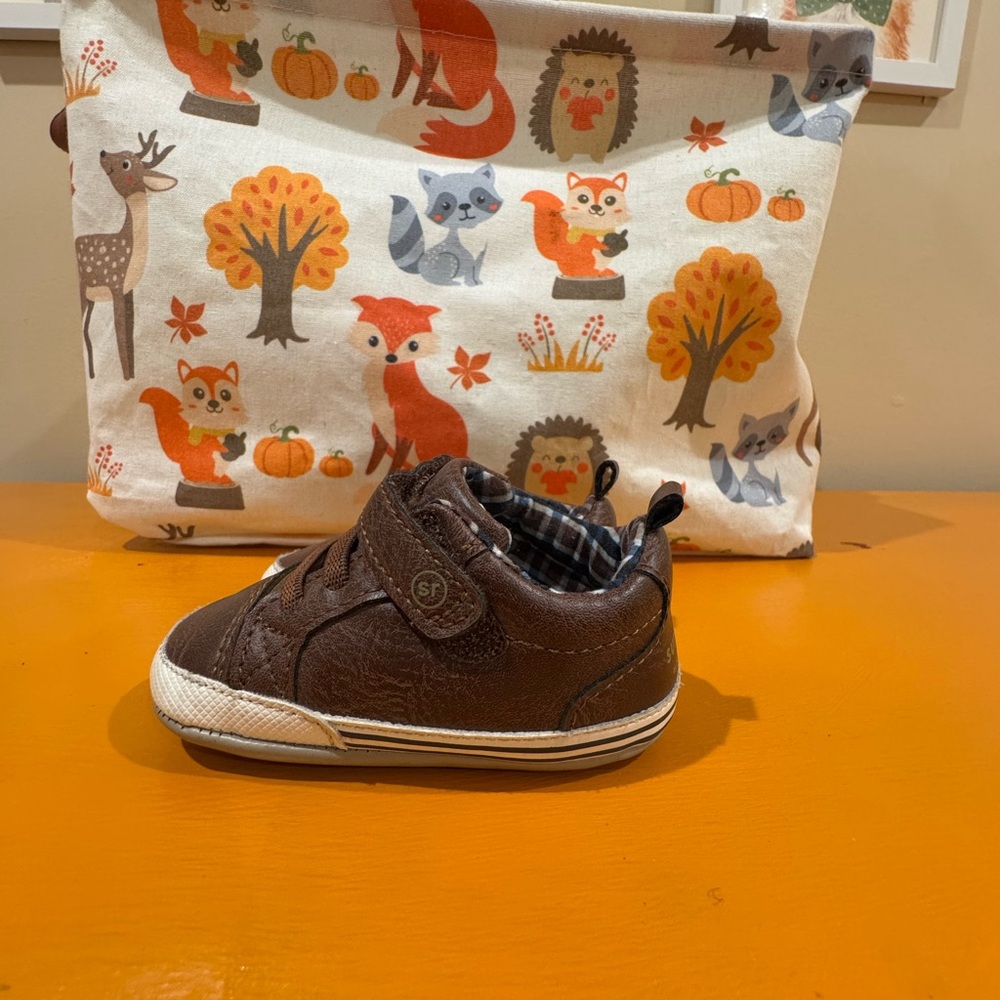 Stride Right Brown Baby Shoes with Velcro Strap